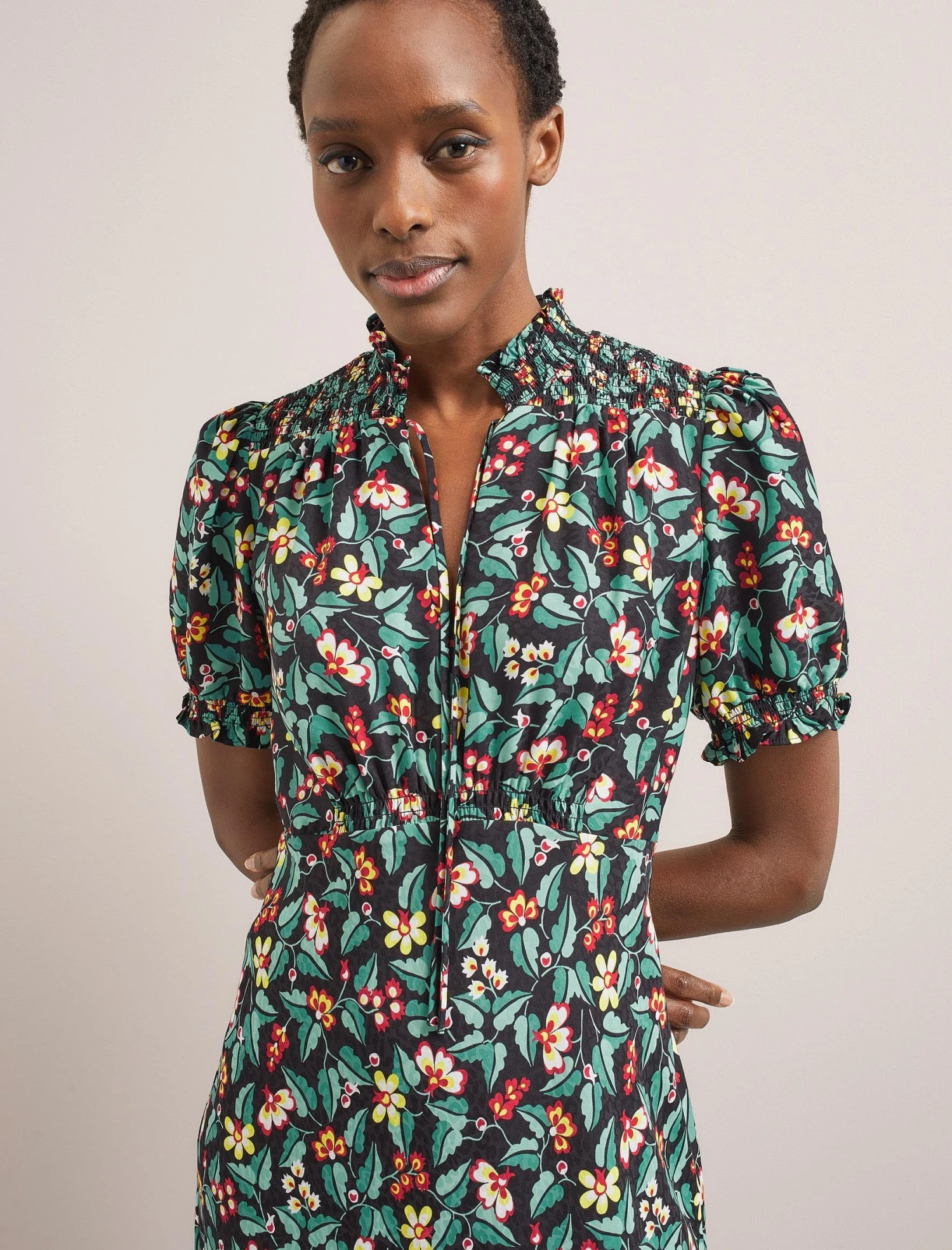 Irina Bias Cut Maxi Dress - Black Multi Tropical Floral Print 5 Irina Bias Cut Maxi Dress - Black Multi Tropical Floral Print - Image 5