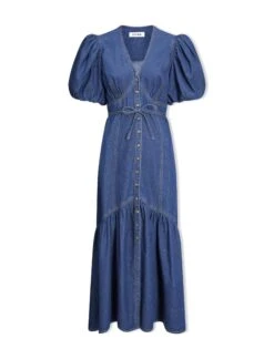 Este Denim Maxi Dress - Light Blue -CEFINN Shop SU24 D643 ESTE LIGHTBLUE CO