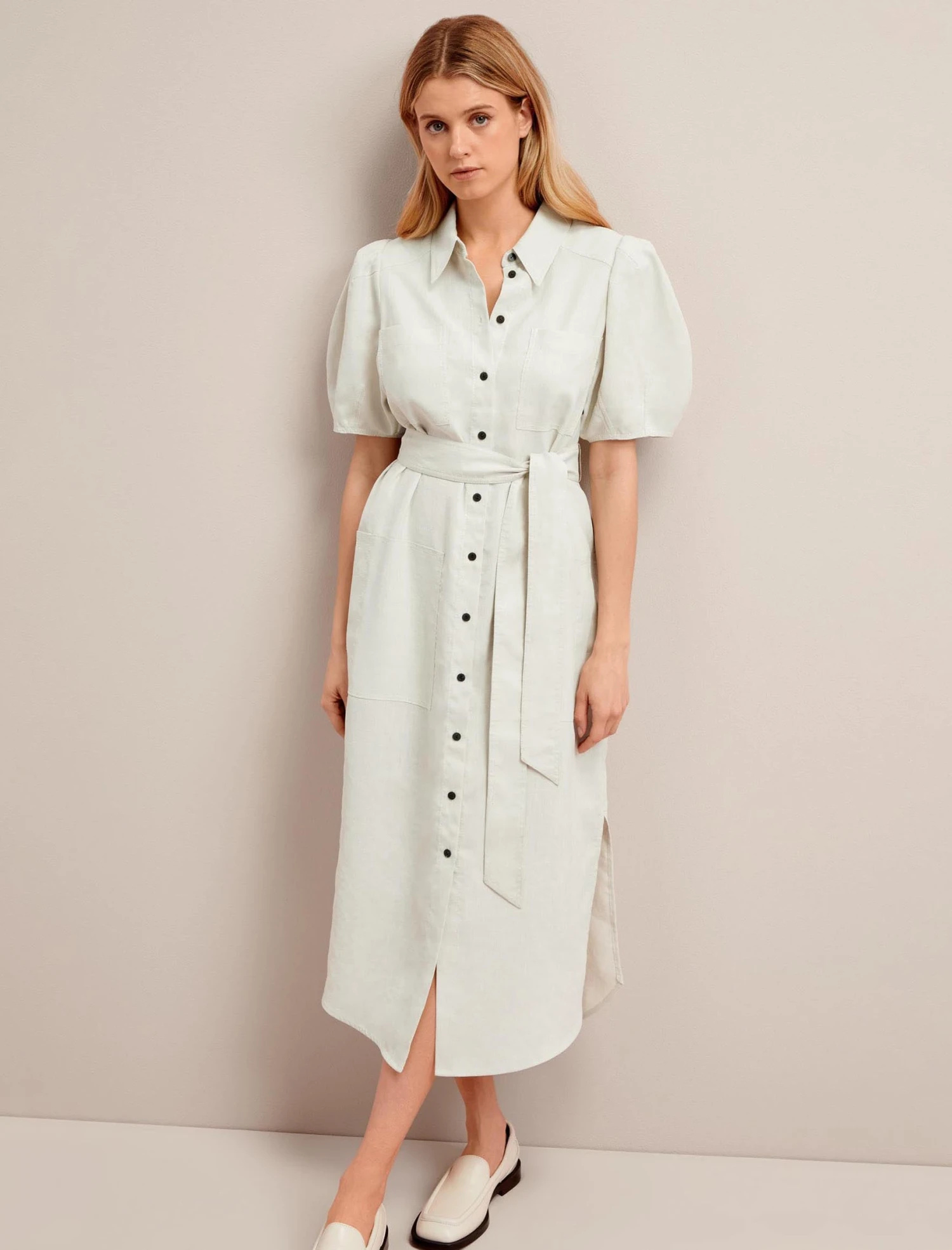 Lyra Techni Linen Maxi Shirt Dress - Cream 5 Lyra Techni Linen Maxi Shirt Dress - Cream - Image 5