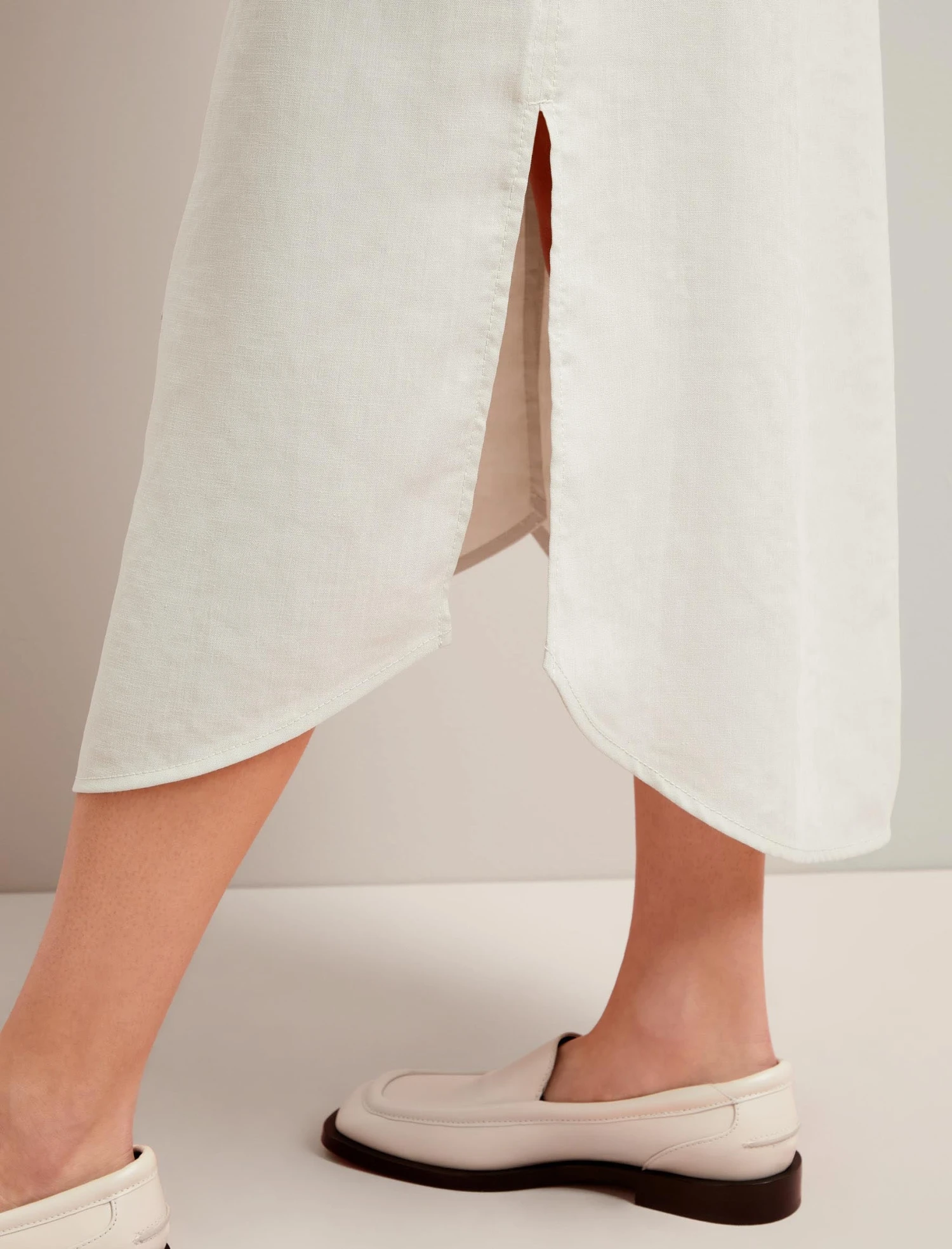 Lyra Techni Linen Maxi Shirt Dress - Cream 7 Lyra Techni Linen Maxi Shirt Dress - Cream - Image 7