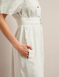 Lyra Techni Linen Maxi Shirt Dress - Cream 11 Lyra Techni Linen Maxi Shirt Dress - Cream -CEFINN Shop SU24 D645 LYRA CREAM LS 17959