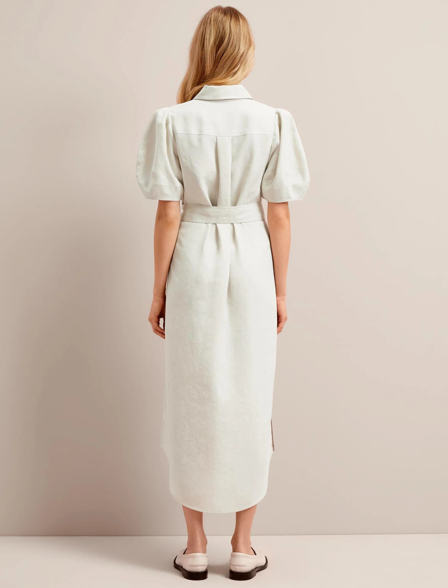 Lyra Techni Linen Maxi Shirt Dress - Cream 8 Lyra Techni Linen Maxi Shirt Dress - Cream - Image 8