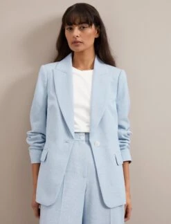 Jamie Linen Blend Blazer - Pale Blue -CEFINN Shop SU24 JK66 JAMIE PALEBLUE LS 494