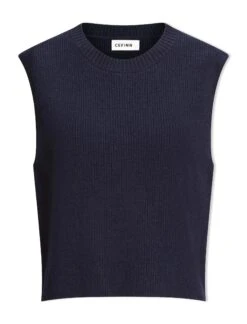Julie Cotton Round Neck Sleeveless Jumper - Navy -CEFINN Shop SU24 K138 JULIE NAVY CO