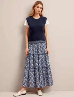 Julie Cotton Round Neck Sleeveless Jumper - Navy -CEFINN Shop SU24 K138 JULIE NAVY LS 26537