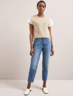 Julie Cotton Round Neck Sleeveless Jumper - Oatmeal 9 Julie Cotton Round Neck Sleeveless Jumper - Oatmeal -CEFINN Shop SU24 K138 JULIE OATMEAL LS 2081