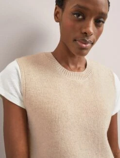 Julie Cotton Round Neck Sleeveless Jumper - Oatmeal 8 Julie Cotton Round Neck Sleeveless Jumper - Oatmeal -CEFINN Shop SU24 K138 JULIE OATMEAL LS 2124