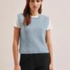 Julie Cotton Round Neck Sleeveless Jumper - Pale Blue