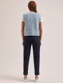 Julie Cotton Round Neck Sleeveless Jumper - Pale Blue -CEFINN Shop SU24 K138 JULIE PALEBLUE LS 2044