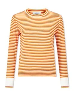 Jodi Cotton Jumper - Orange Yellow Cream Stripe -CEFINN Shop SU24 K139 JODI ORANGEYELLOWCREAMSTRIPE CO