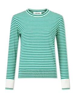 Jodi Cotton Jumper - Teal Mint Cream Stripe -CEFINN Shop SU24 K139 JODI TEALMINTCREAMSTRIPE CO