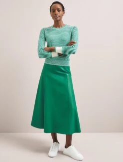 Jodi Cotton Jumper - Teal Mint Cream Stripe -CEFINN Shop SU24 K139 JODI TEALMINTCREAMSTRIPE LS 1404