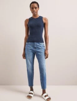 Tammy Cotton Blend Vest - Navy 12 Tammy Cotton Blend Vest - Navy -CEFINN Shop SU24 K150 TAMMY NAVY LS 1793