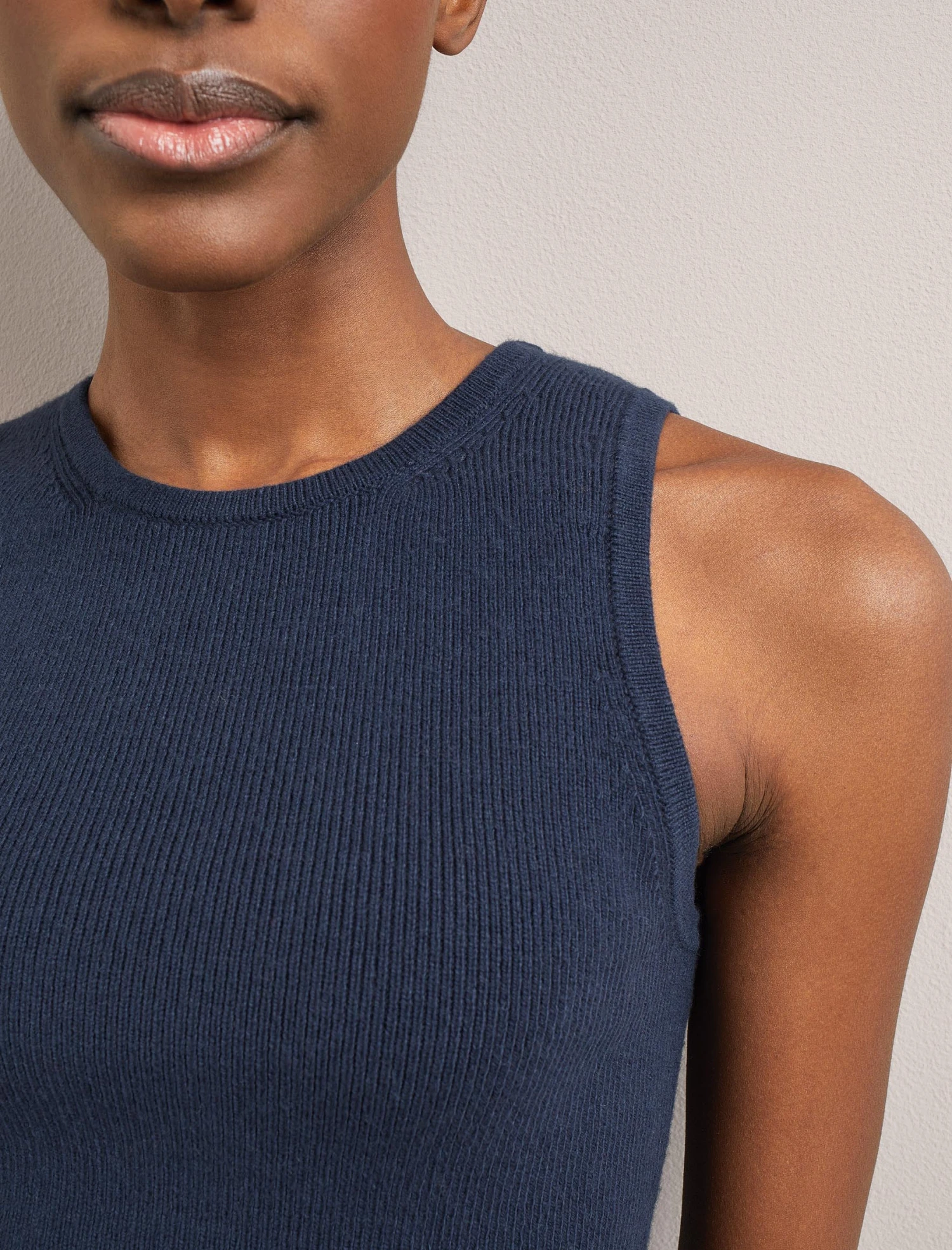 Tammy Cotton Blend Vest - Navy 4 Tammy Cotton Blend Vest - Navy - Image 4