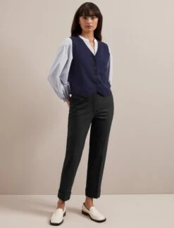 Wesley Cotton Blend V Neck Waistcoat - Navy -CEFINN Shop SU24 K176 WESLEY NAVY LS 1309