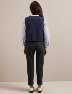 Wesley Cotton Blend V Neck Waistcoat - Navy -CEFINN Shop SU24 K176 WESLEY NAVY LS 1386