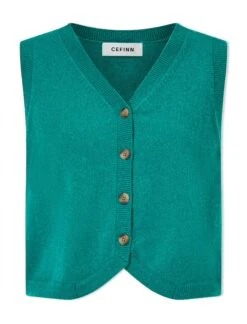 Wesley Cotton Blend V Neck Waistcoat - Turquoise 11 Wesley Cotton Blend V Neck Waistcoat - Turquoise -CEFINN Shop SU24 K176 WESLEY TURQUOISE CO
