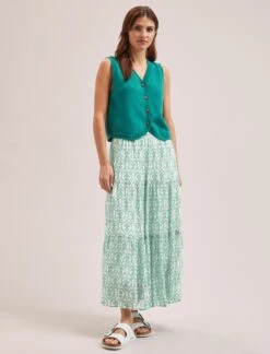 Wesley Cotton Blend V Neck Waistcoat - Turquoise 8 Wesley Cotton Blend V Neck Waistcoat - Turquoise -CEFINN Shop SU24 K176 WESLEY TURQUOISE LS 1835