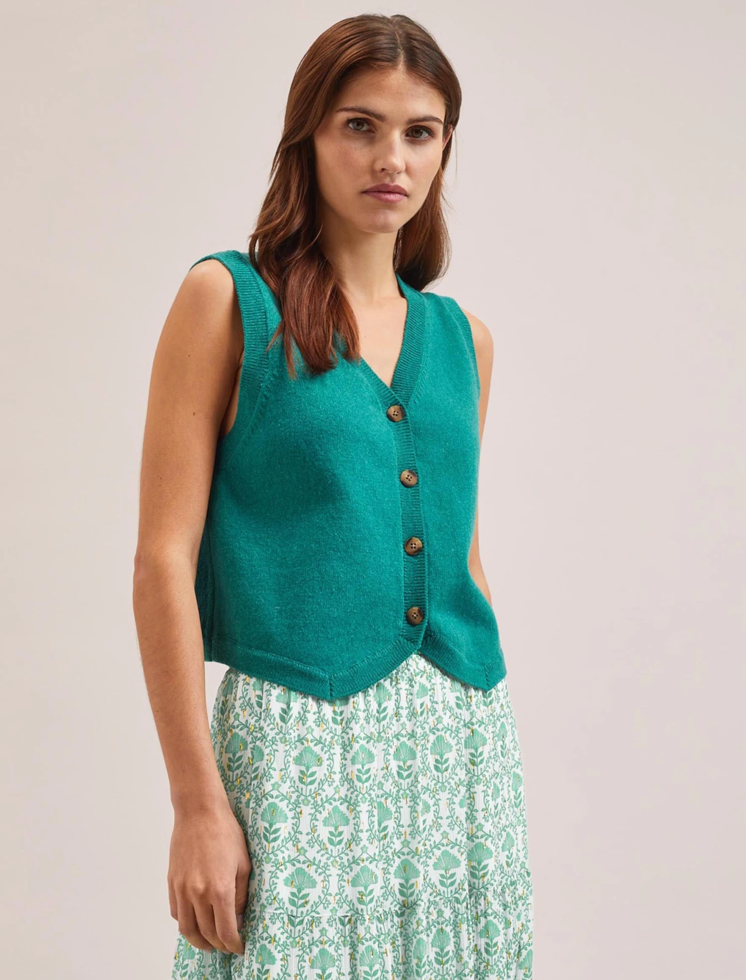 Wesley Cotton Blend V Neck Waistcoat - Turquoise 1 Wesley Cotton Blend V Neck Waistcoat - Turquoise