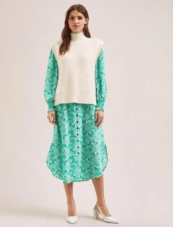 Janice Cotton Blend Funnel Neck Sleeveless Jumper - Cream -CEFINN Shop SU24 K177 JANICE CREAM LS 1212