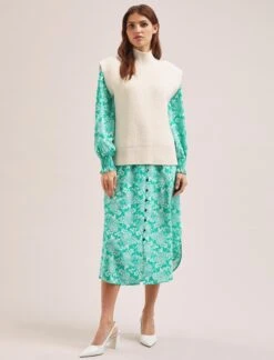 Janice Cotton Blend Funnel Neck Sleeveless Jumper - Cream -CEFINN Shop SU24 K177 JANICE CREAM LS 1220