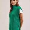 Janice Cotton Blend Funnel Neck Sleeveless Jumper - Emerald Green