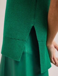 Janice Cotton Blend Funnel Neck Sleeveless Jumper - Emerald Green -CEFINN Shop SU24 K177 JANICE EMERALDGREEN LS 1535