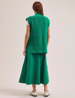 Janice Cotton Blend Funnel Neck Sleeveless Jumper - Emerald Green -CEFINN Shop SU24 K177 JANICE EMERALDGREEN LS 1551