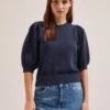Amalie Linen Blend Jumper - Navy