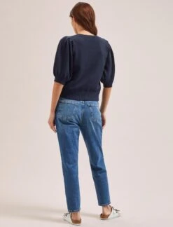 Amalie Linen Blend Jumper - Navy -CEFINN Shop SU24 K184 AMALIE NAVY LS 1710