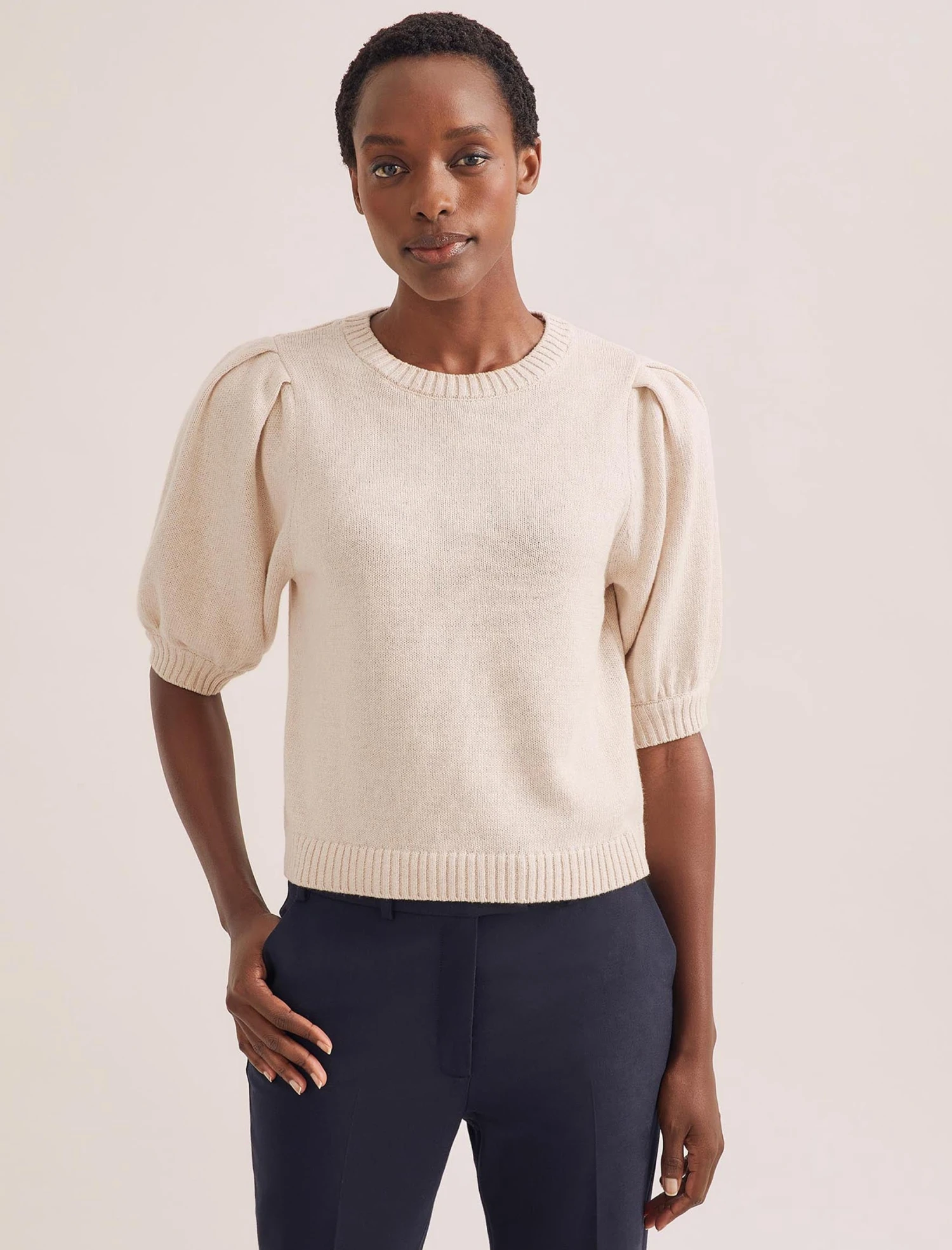 Amalie Linen Blend Jumper - Oatmeal 1 Amalie Linen Blend Jumper - Oatmeal