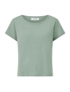 Madison Linen Blend Round Neck Knit T-Shirt - Sage Green 15 Madison Linen Blend Round Neck Knit T-Shirt - Sage Green -CEFINN Shop SU24 K186 MADISON SAGEGREEN CO