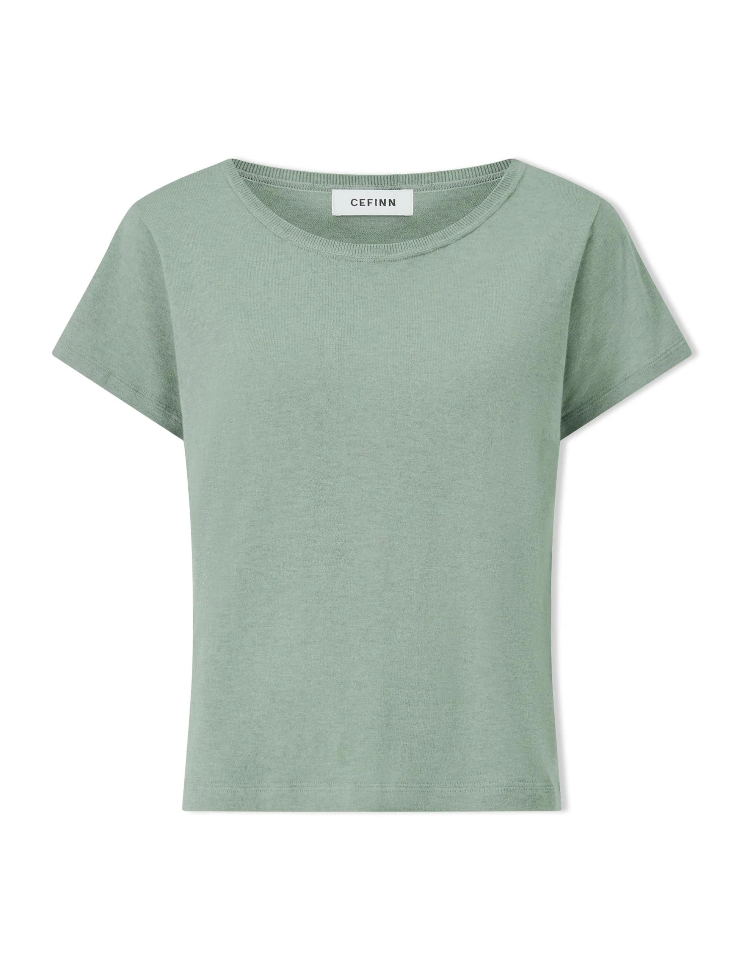 Madison Linen Blend Round Neck Knit T-Shirt - Sage Green 8 Madison Linen Blend Round Neck Knit T-Shirt - Sage Green - Image 8