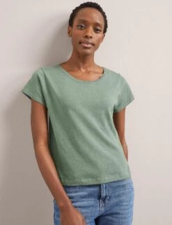 Madison Linen Blend Round Neck Knit T-Shirt - Sage Green 11 Madison Linen Blend Round Neck Knit T-Shirt - Sage Green -CEFINN Shop SU24 K186 MADISON SAGEGREEN LS 1907