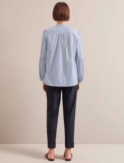 Ella Organic Cotton Shirt - Light Blue White Stripe -CEFINN Shop SU24 S25 ELLA BLUEWHITESTRIPE LS 0308