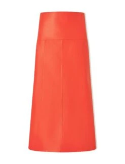Tiana Leather Midi Skirt - Orange -CEFINN Shop SU24 SK119 TIANA ORANGE CO