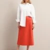 Tiana Leather Midi Skirt - Orange