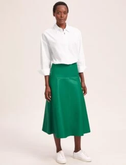 Sierra Leather A Line Maxi Skirt - Emerald Green 9 Sierra Leather A Line Maxi Skirt - Emerald Green -CEFINN Shop SU24 SK166 SIERRA EMERALDGREEN LS 41860