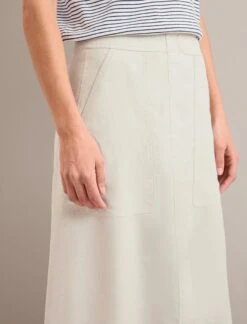 Safia Techni Linen Midi Skirt - Cream -CEFINN Shop SU24 SK190 SAFIA CREAM LS 0209