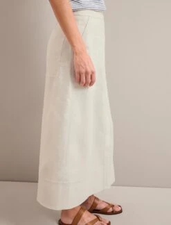 Safia Techni Linen Midi Skirt - Cream -CEFINN Shop SU24 SK190 SAFIA CREAM LS 0213