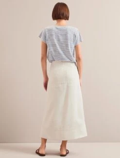 Safia Techni Linen Midi Skirt - Cream -CEFINN Shop SU24 SK190 SAFIA CREAM LS 0220