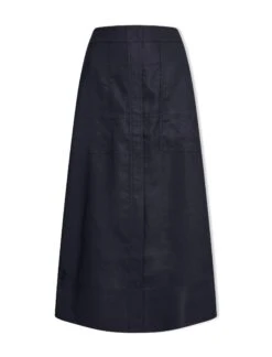 Safia Techni Linen Midi Skirt - Navy -CEFINN Shop SU24 SK190 SAFIA NAVY CO