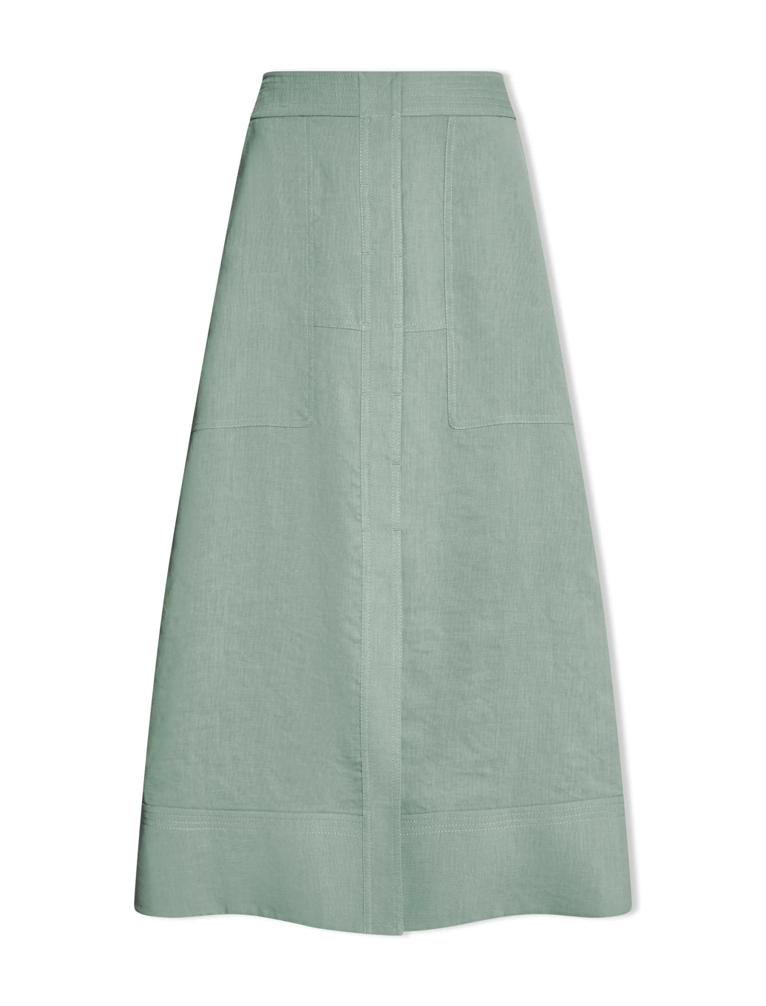 Safia Techni Linen Midi Skirt - Sage Green 5 Safia Techni Linen Midi Skirt - Sage Green - Image 5
