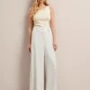 Tyler Linen Blend Wide Leg Trouser - Pearl