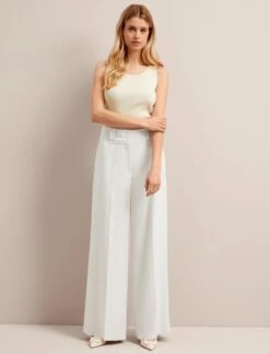 Tyler Linen Blend Wide Leg Trouser - Pearl -CEFINN Shop SU24 TR97 TYLER PEARL LS 25943