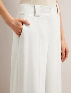 Tyler Linen Blend Wide Leg Trouser - Pearl -CEFINN Shop SU24 TR97 TYLER PEARL LS 25976