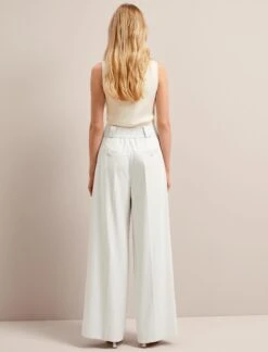 Tyler Linen Blend Wide Leg Trouser - Pearl -CEFINN Shop SU24 TR97 TYLER PEARL LS 25999
