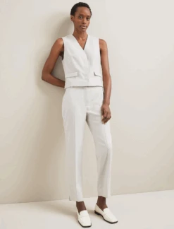 Tatum Linen Blend Easy Waist Trouser - Pearl -CEFINN Shop SU24 TR99 TATUM PEARL LS 1336