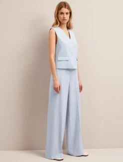 Deacon Linen Blend Waistcoat - Pale Blue -CEFINN Shop SU24 W8 DEACON PALEBLUE LS 25787