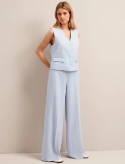 Deacon Linen Blend Waistcoat - Pale Blue -CEFINN Shop SU24 W8 DEACON PALEBLUE LS 25807